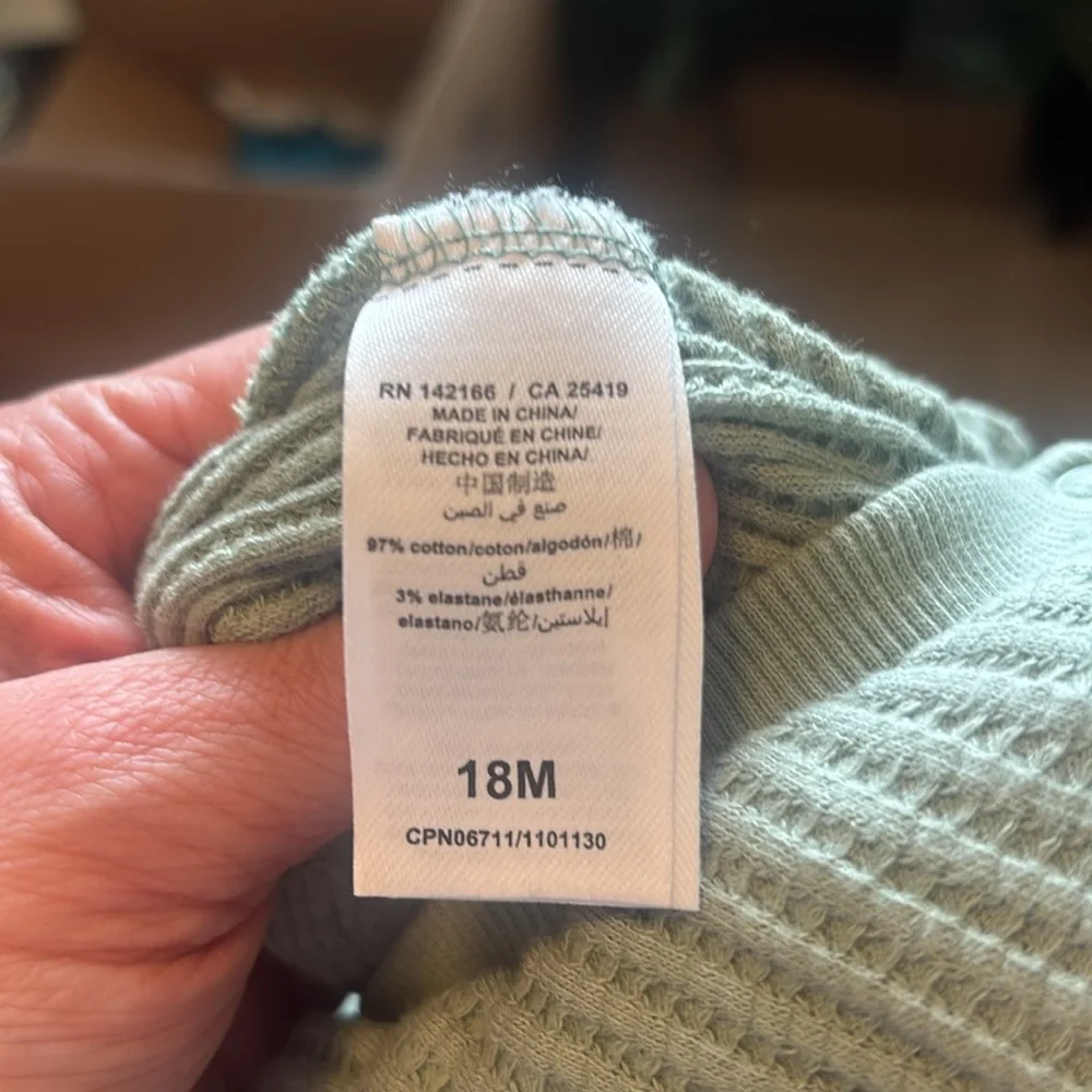 Habitual Ribbed Long Sleeve Baby Jumpsuit in Sage 18 Month